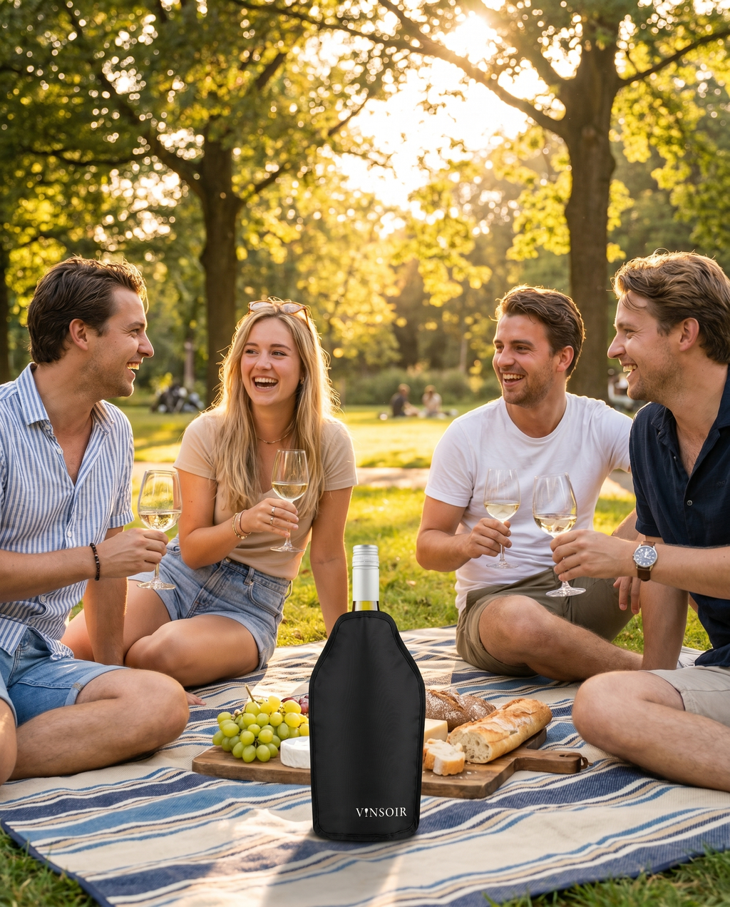 Vinsoir wijn koelsleeve in het park